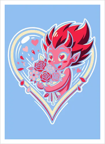 "Love Demon" Kawaii Chibi Devil Valentine's Day Graphic