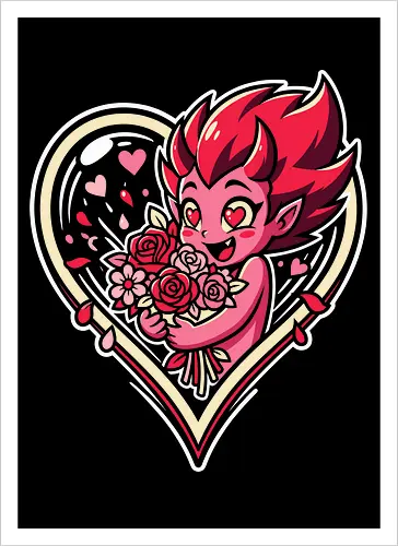 "Love Demon" Kawaii Chibi Devil Valentine's Day Graphic
