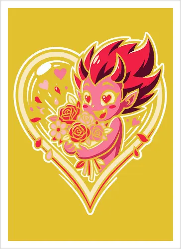 "Love Demon" Kawaii Chibi Devil Valentine's Day Graphic