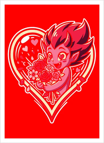 "Love Demon" Kawaii Chibi Devil Valentine's Day Graphic