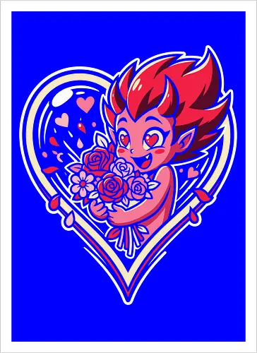 "Love Demon" Kawaii Chibi Devil Valentine's Day Graphic
