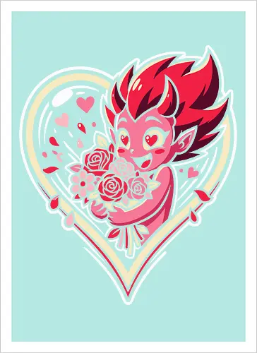 "Love Demon" Kawaii Chibi Devil Valentine's Day Graphic