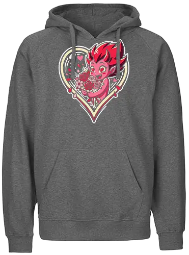 "Love Demon" Kawaii Chibi Devil Valentine's Day Graphic - love demon shirt, kawaii devil t-shirt, chibi monster valentine, heart eyes devil graphic tee, cute succubus apparel, valentine's day monster gift, roses and devil design, pink demon girl clothing, heart frame aesthetic top, sweet but spicy t-shirt, anniversary gift for her, alternative valentine streetwear, romantic devil illustration, spooky cute valentine merch, red roses graphic tee, holiday monster t-shirt, vibrant pink character shirt, whimsical demon art clothing, love themed graphic top - Fairtrade Hoodie