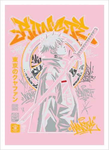 "Tokyo Cyber Samurai" Futuristic Streetwear Graphic