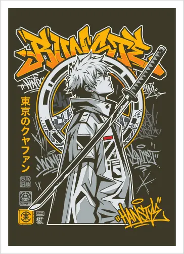 "Tokyo Cyber Samurai" Futuristic Streetwear Graphic