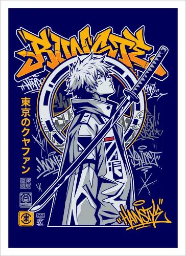 "Tokyo Cyber Samurai" Futuristic Streetwear Graphic
