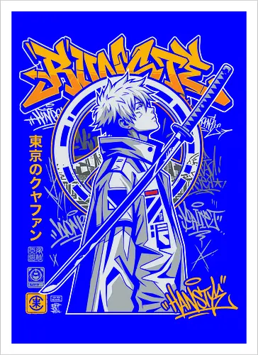 "Tokyo Cyber Samurai" Futuristic Streetwear Graphic