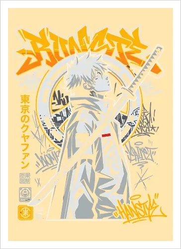 "Tokyo Cyber Samurai" Futuristic Streetwear Graphic