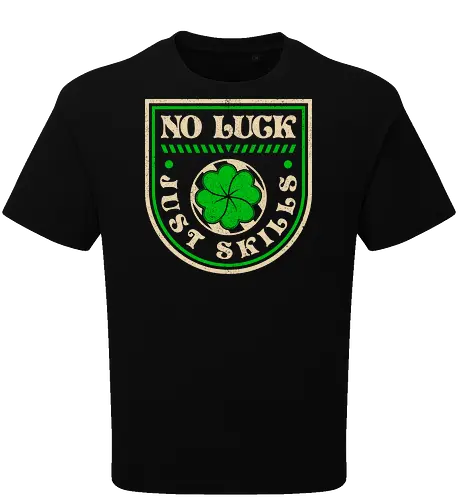 No Luck Just Skills Retro Clover - st patricks day, clover, funny, shamrock, video game, gamer, gaming, geek, green, humor, ireland, irish, luck, lucky, nerd - Oversize T-Shirt