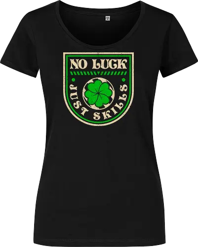 No Luck Just Skills Retro Clover - st patricks day, clover, funny, shamrock, video game, gamer, gaming, geek, green, humor, ireland, irish, luck, lucky, nerd - Women T-Shirt