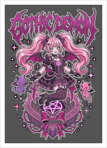 Gothic Demon Pastel Goth Succubus Kawaii Alt Streetwear