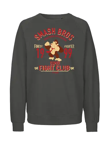 DK Oberster Kämpfer - Vintage Kong - donkey kong t-shirt, smash bros kämpfer, dk insel, nintendo kleidung, shigeru miyamoto, teetan, super fight club, donkey kong country, herausforderer naht, 90er gaming, rare spiele, riesen schlag, king k rool, vintage kunst, bester kämpfer - Fairtrade Sweatshirt