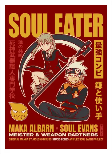 "Soul Eater Meister & Weapon" Maka Albarn and Soul Evans Vintage Anime