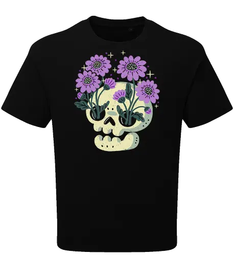 Skull with Purple Flowers