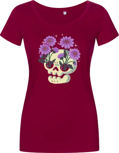 Skull with Purple Flowers