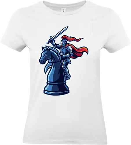 The Knight's Gambit - knight's gambit shirt, chess knight t-shirt, armored knight on horse design, epic fantasy chess apparel, strategy gamer graphic tee, medieval knight streetwear, chess piece illustration top, blue and orange fantasy art, grandmaster chess t-shirt, tabletop gaming clothing, knight rider fantasy merch, board game lover gift, tactical knight graphic, cool chess player shirt, warrior knight t-shirt, medieval armor streetwear, chess club apparel, fantasy sports style tee, epic move chess clothing - Standard T-Shirt (Women)