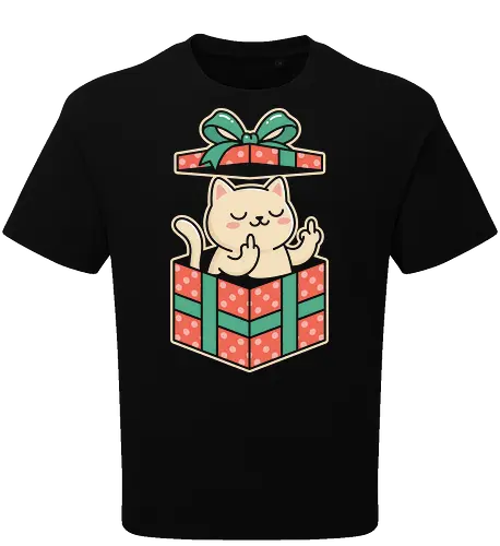 "Surprise Me" Funny Rude Cat in Gift Box Graphic