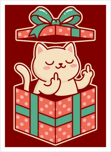 "Surprise Me" Funny Rude Cat in Gift Box Graphic