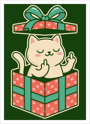 "Surprise Me" Funny Rude Cat in Gift Box Graphic