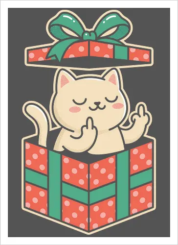 "Surprise Me" Funny Rude Cat in Gift Box Graphic