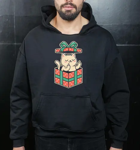 "Surprise Me" Funny Rude Cat in Gift Box Graphic