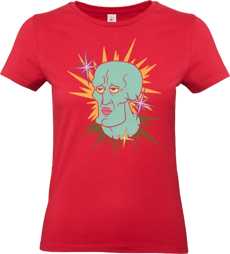 Handsome Face - trendy irony streetwear, handsome squidward illustration, handsome squidward shirt, funny cartoon meme t-shirt, chiseled face graphic tee, handsome face aesthetic clothing, ironic meme streetwear, 90s cartoon nostalgia top, funny sarcastic t-shirt, squidward tentacles fan merch, bold sunburst graphic tee, handsome squidward parody, teal and gold character shirt, viral internet meme apparel, humorous gift for friends, aesthetic cartoon face top, retro meme fashion, cynical neighbor t-shirt, funny pop culture merch - Standard T-Shirt (Women)