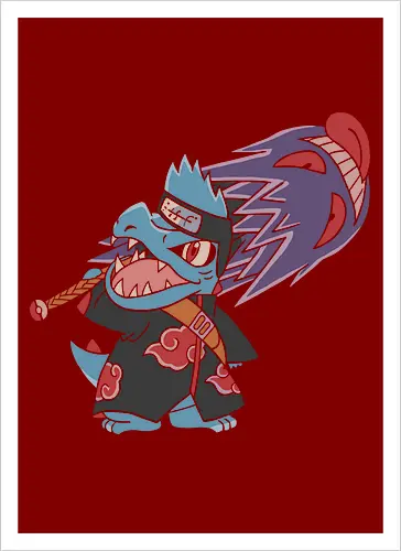"Shark Shinobi" Totodile x Kisame Akatsuki Mashup Anime Graphic