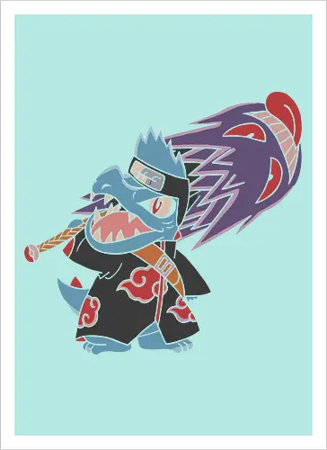 "Shark Shinobi" Totodile x Kisame Akatsuki Mashup Anime Graphic