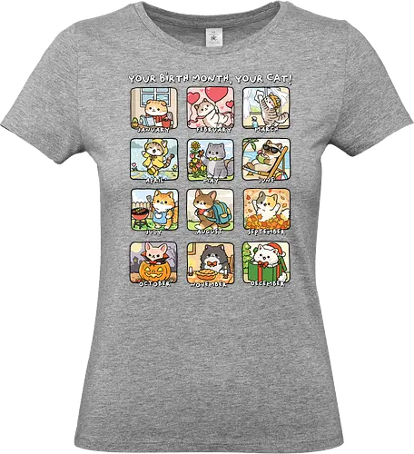 Find Your Birth Cat - cats, feline, kawaii, kitty, meow, month, birth, cat, adorable, animal, birthday, cat dad, cat funny, cat lady, cat lover, cat mom - Standard T-Shirt (Women)
