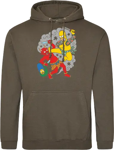 Homer vs. Oni" Japanese Traditional Tattoo Style 