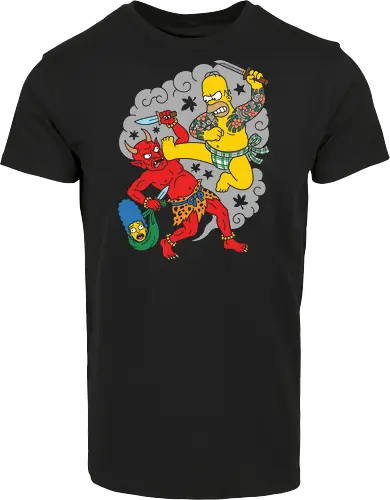 Homer vs. Oni" Japanese Traditional Tattoo Style 