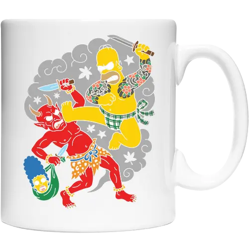 Homer vs. Oni" Japanese Traditional Tattoo Style 