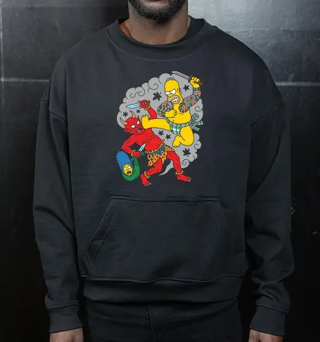 Homer vs. Oni" Japanese Traditional Tattoo Style 