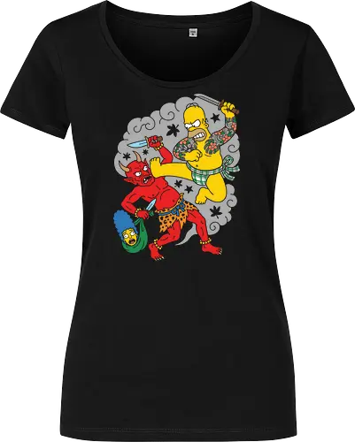 Homer vs. Oni" Japanese Traditional Tattoo Style 