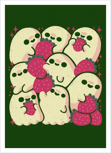 Spooky Cute Ghosts with Strawberries