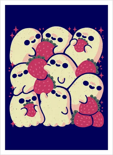 Spooky Cute Ghosts with Strawberries