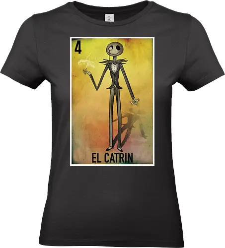 El Catrin - Jack Skellington Mexikanische Loteria - jack skellington t-shirt, el catrin, mexikanische loteria, tim burton kleidung, tag der toten, teetan, Nightmare, la catrina, mexikanische kultur, halloween town, danny elfman, volkskunst, kulturelles mashup, vintage kunst, kürbiskönig - Standard T-Shirt (Women)
