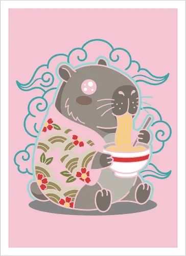 Ramen Capybara Kawaii Japanese Aesthetic Animal Graphic