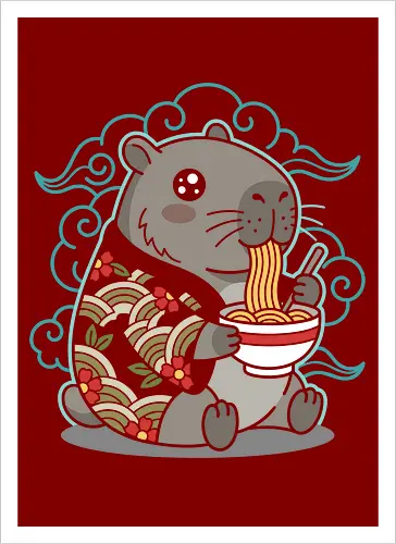 Ramen Capybara Kawaii Japanese Aesthetic Animal Graphic