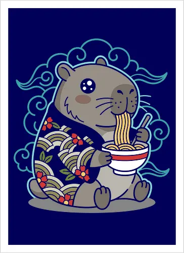 Ramen Capybara Kawaii Japanese Aesthetic Animal Graphic