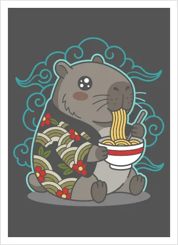 Ramen Capybara Kawaii Japanese Aesthetic Animal Graphic
