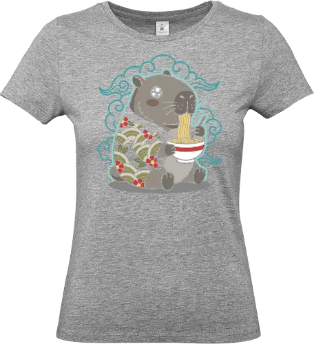 Ramen Capybara Kawaii Japanese Aesthetic Animal Graphic - capybara ramen shirt, kawaii capybara t-shirt, japanese food animal graphic tee, cute capybara eating ramen, ramen lover apparel, japanese aesthetic animal design, capybara streetwear clothing, kawaii noodle bowl top, animal foodie t-shirt, teal and red japanese art, cottagecore capybara shirt, ukiyo-e style animal merch, funny capybara gift, aesthetic japanese character tee, vibrant animal illustration clothing, capybara fan apparel, japanese cuisine graphic top, adorable rodent t-shirt, trendy kawaii fashion - Standard T-Shirt (Women)