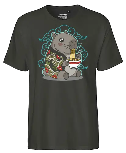 Ramen Capybara Kawaii Japanese Aesthetic Animal Graphic - capybara ramen shirt, kawaii capybara t-shirt, japanese food animal graphic tee, cute capybara eating ramen, ramen lover apparel, japanese aesthetic animal design, capybara streetwear clothing, kawaii noodle bowl top, animal foodie t-shirt, teal and red japanese art, cottagecore capybara shirt, ukiyo-e style animal merch, funny capybara gift, aesthetic japanese character tee, vibrant animal illustration clothing, capybara fan apparel, japanese cuisine graphic top, adorable rodent t-shirt, trendy kawaii fashion - Fairtrade T-Shirt
