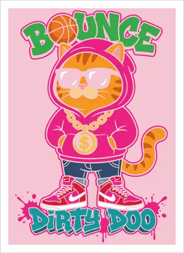 "Bounce Dirty Doo" Cool Streetwear Cat Hip-Hop Graphic