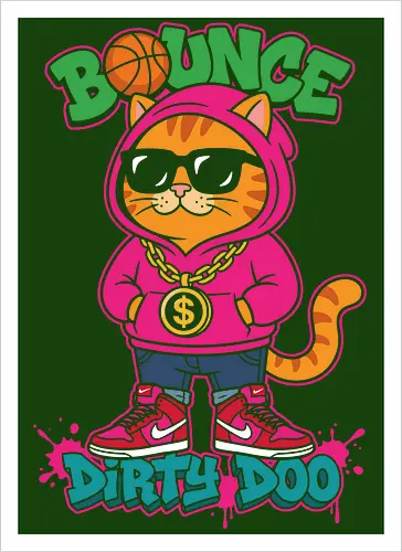 "Bounce Dirty Doo" Cool Streetwear Cat Hip-Hop Graphic