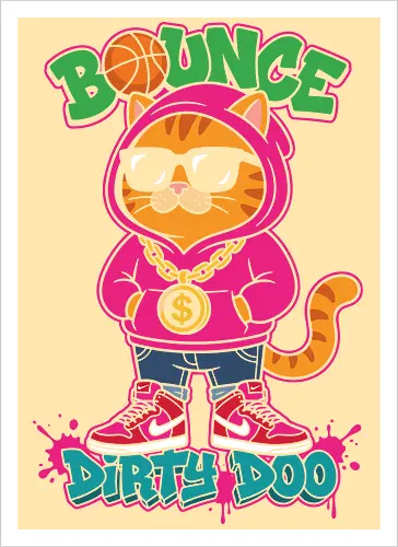 "Bounce Dirty Doo" Cool Streetwear Cat Hip-Hop Graphic