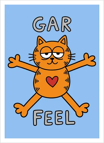 Gar Feel" Funny Sarcastic Orange Cat Hug Retro Graphic