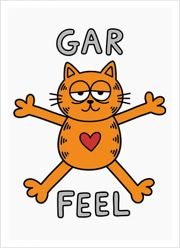 Gar Feel" Funny Sarcastic Orange Cat Hug Retro Graphic