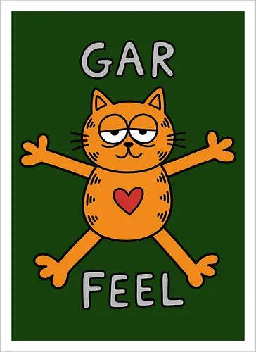 Gar Feel" Funny Sarcastic Orange Cat Hug Retro Graphic