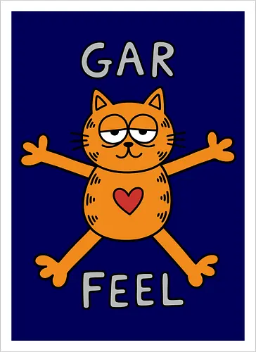 Gar Feel" Funny Sarcastic Orange Cat Hug Retro Graphic